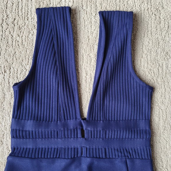 Women’s Baosuu Deep Plunge V-Neck Bodycon Midi Dress – Navy Blue – Size L – NWT - Picture 7 of 14